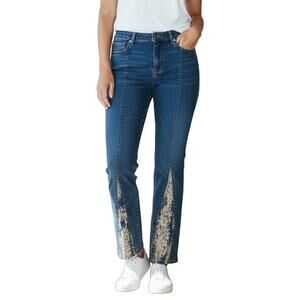 Rare Vintage Younique Y2K Embellished Velvet Flare Jeans Size 13 Low Rise Retro